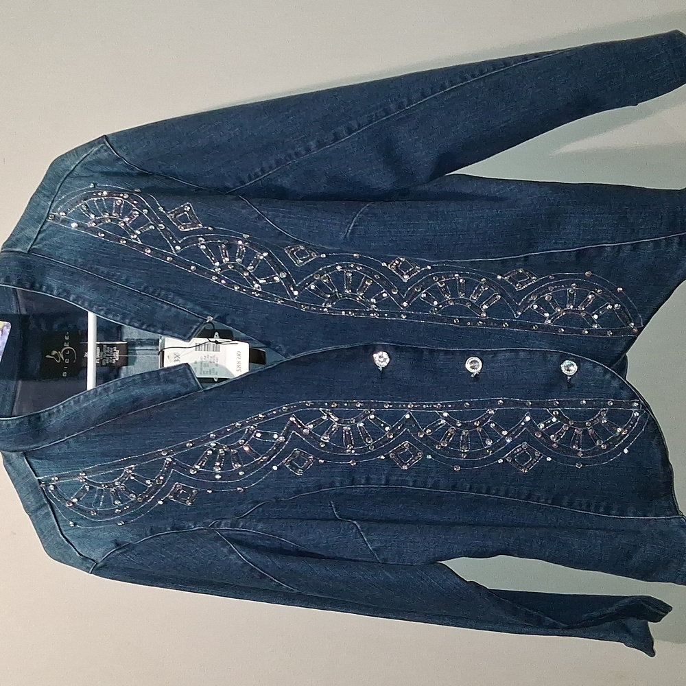 NWT Adorable Rhinestone Denim Jacket